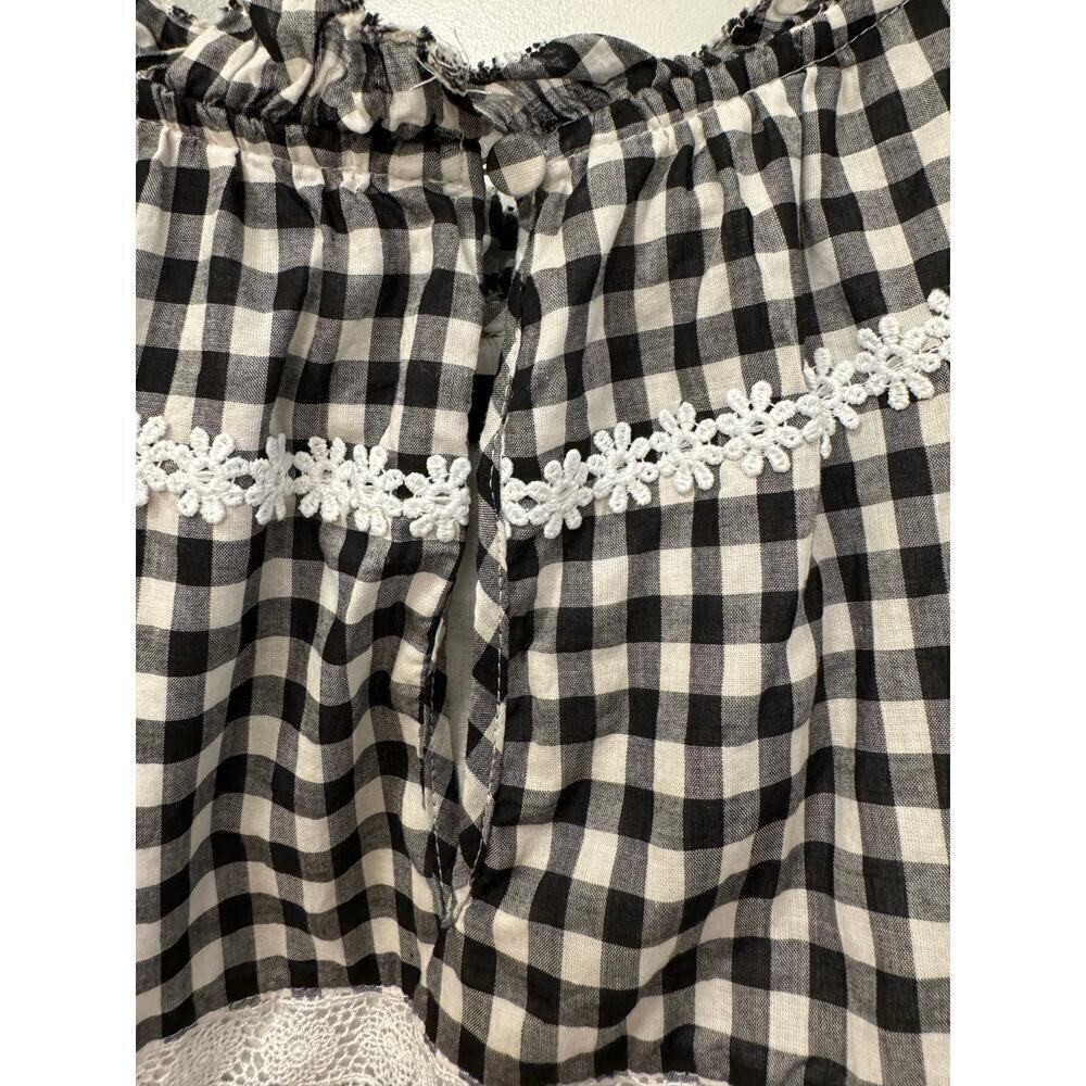 J Crew Black and White Plaid Daisy Peplum Plaid Cotton Blouse size Medium - Picture 7 of 8